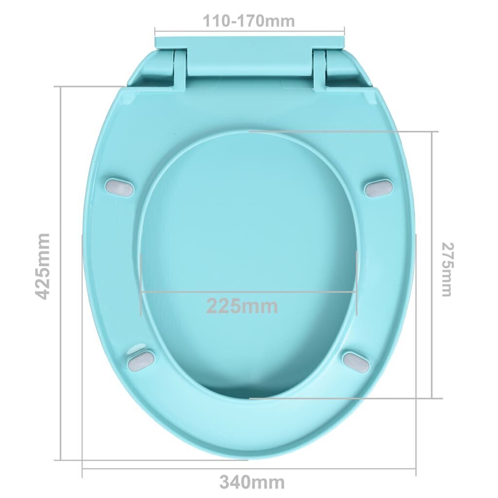 vidaXL tualetes poda vāks, lēnās aizvēršanas funkcija, ovāls, zaļš цена и информация | Piederumi tualetes podiem un bidē | 220.lv