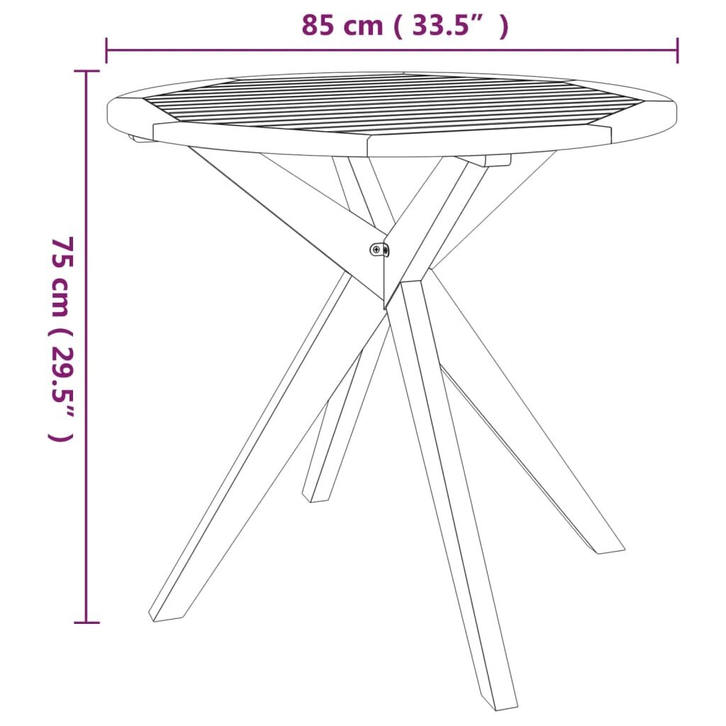 Dārza galds, 85x85x75cm, akācijas koka masīvs cena un informācija | Dārza galdi | 220.lv