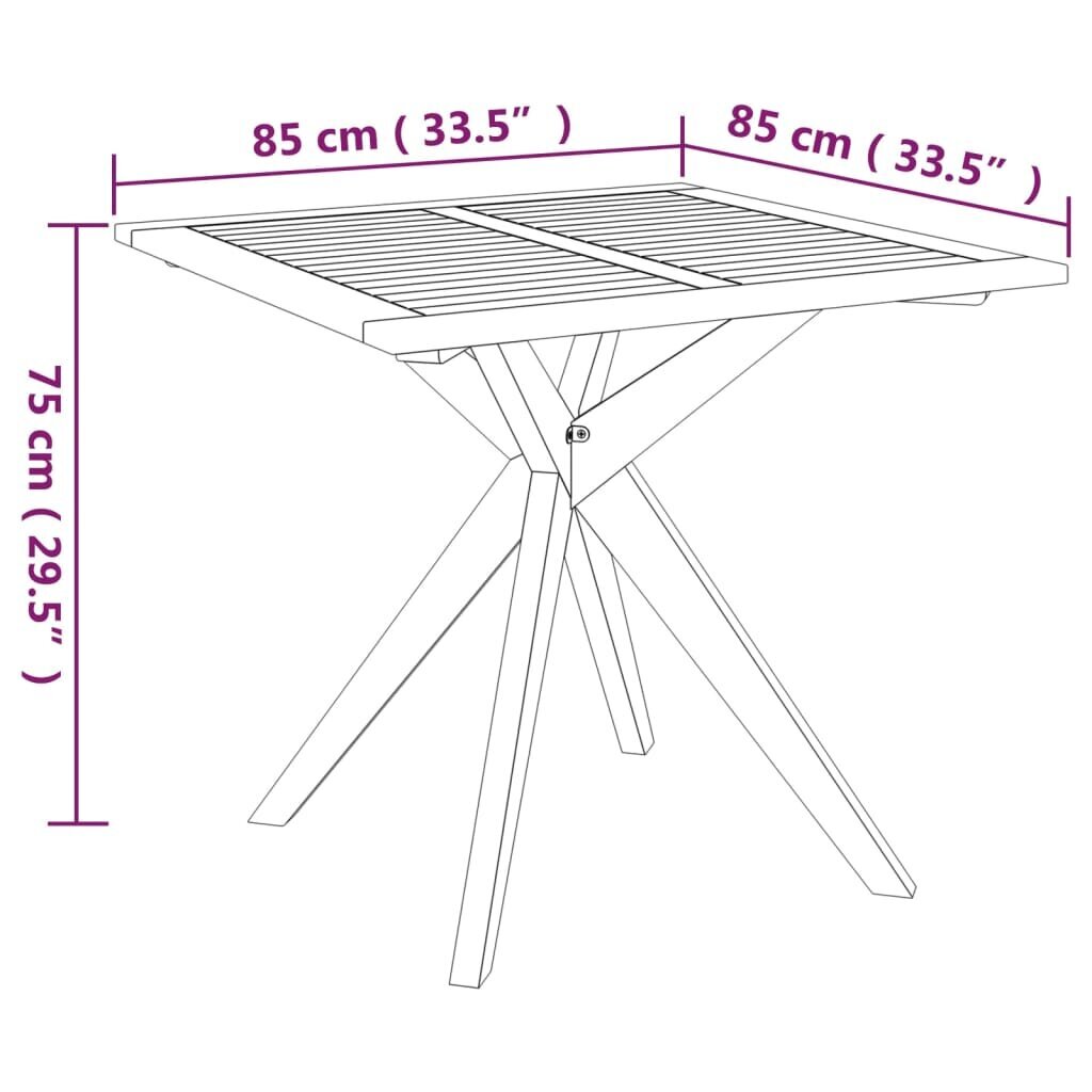 Dārza galds, 85x85x75cm, akācijas koka masīvs cena un informācija | Dārza galdi | 220.lv