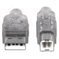 Kabelis Manhattan USB A-B M/M 5,0 m, USB2.0 Hi-Speed, sudraba цена и информация | Kabeļi un vadi | 220.lv