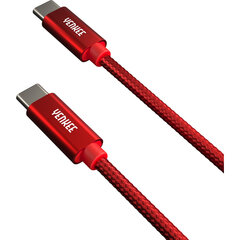 Pīts kabelis YENKEE, 2.0 USB C - USB C, 480 Mbps, 20V/3A, 60W, 2m, alumīnija korpuss, sarkans cena un informācija | Savienotājkabeļi | 220.lv