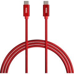 Плетеный кабель YENKEE, 2.0 USB C - USB C, 480 Мбит/с, 20 В / 3 А, 60 Вт, 2 м, алюминиевый корпус, красный цена и информация | Кабели для телефонов | 220.lv