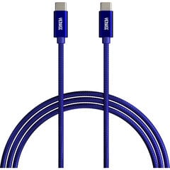 Плетеный кабель YENKEE, 2.0 USB C - USB C, 480 Мбит/с, 20 В / 3 А, 60 Вт, 1 м, алюминиевый корпус, синий цена и информация | Кабели для телефонов | 220.lv