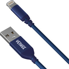 Плетеный кабель YENKEE, 2.0 USB A - Lightning, сертифицированный MFi, 480 Мбит/с, 5В/2.4A, 10Вт, 1м, алюминиевый корпус, фиолетовый цена и информация | Кабели для телефонов | 220.lv