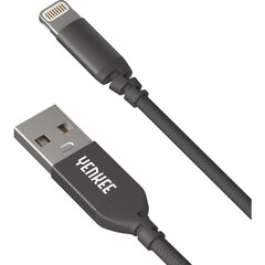 Плетеный кабель YENKEE, 2.0 USB A - Lightning, сертифицирован MFi, 480 Мбит/с, 5 В/2,4 А, 10 Вт, 1 м, алюминиевый корпус, черный цена и информация | Кабели для телефонов | 220.lv
