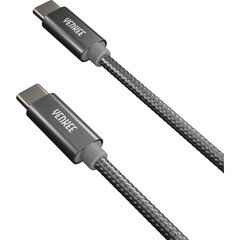 Плетеный кабель YENKEE, 2.0 USB C - USB C, 480 Мбит/с, 20 В / 3 А, 60 Вт, 2 м, алюминиевый корпус, серый цена и информация | Кабели для телефонов | 220.lv