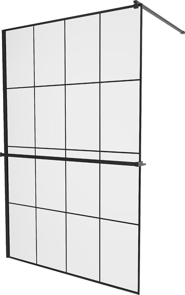 Walk-in dušas siena Mexen Kioto+ ar plauktu, black/melns raksts, 70,80,90,100,110,120,130,140x200 cm цена и информация | Dušas durvis, dušas sienas | 220.lv
