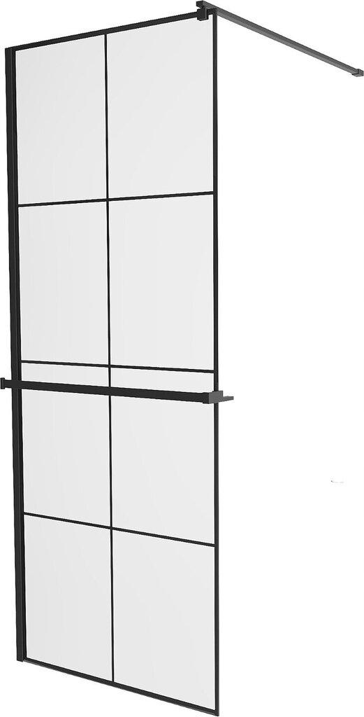 Walk-in dušas siena Mexen Kioto+ ar plauktu, black/melns raksts, 70,80,90,100,110,120,130,140x200 cm цена и информация | Dušas durvis, dušas sienas | 220.lv