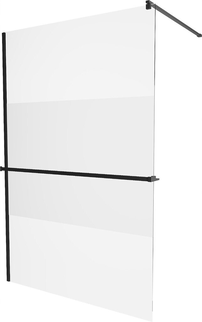 Walk-in dušas siena Mexen Kioto+ ar plauktu, black/pusmatēts stikls, 70,80,90,100,110,120x200 cm цена и информация | Dušas durvis, dušas sienas | 220.lv