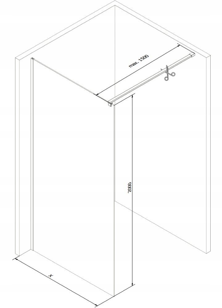 Walk-in dušas siena Mexen Kioto, white/stikls ar rakstu, 70,80,90,100,110,120x200 cm cena un informācija | Dušas durvis, dušas sienas | 220.lv