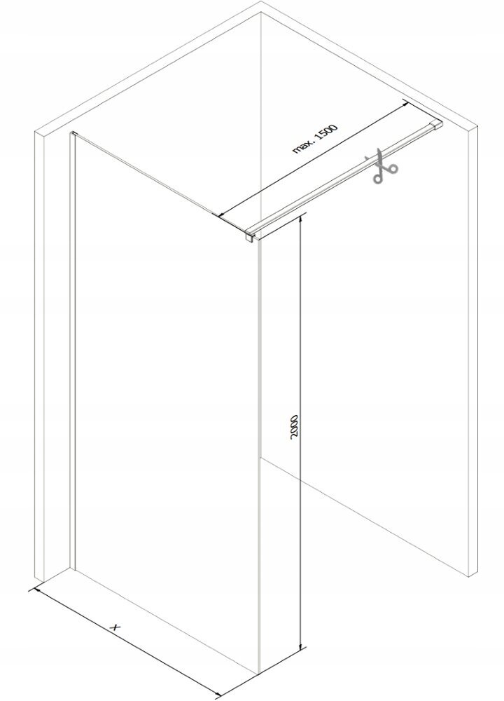 Walk-in dušas siena Mexen Kioto, white/melns raksts, 70,80,90,100,110,120x200 cm цена и информация | Dušas durvis, dušas sienas | 220.lv