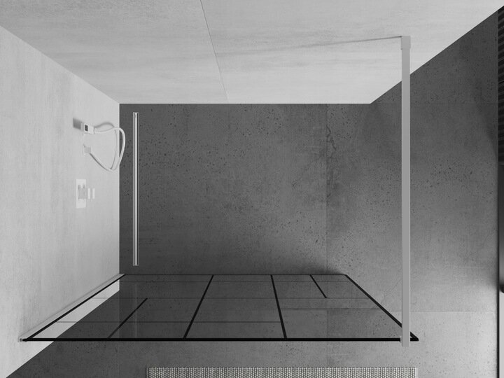 Walk-in dušas siena Mexen Kioto, white/melns raksts, 70,80,90,100,110,120x200 cm cena un informācija | Dušas durvis, dušas sienas | 220.lv