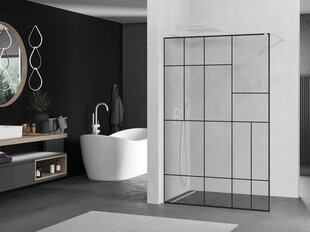 Walk-in dušas siena Mexen Kioto, white/melns raksts, 70,80,90,100,110,120x200 cm цена и информация | Душевые двери и стены | 220.lv