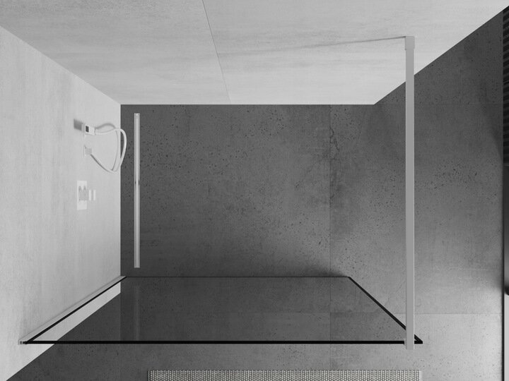 Walk-in dušas siena Mexen Kioto, white/black frame, 70,80,90,100,110,120x200 cm cena un informācija | Dušas durvis, dušas sienas | 220.lv
