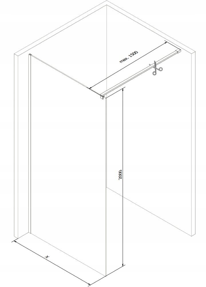 Walk-in dušas siena Mexen Kioto, white/black frame, 70,80,90,100,110,120x200 cm cena un informācija | Dušas durvis, dušas sienas | 220.lv