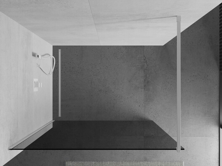 Walk-in dušas siena Mexen Kioto, white/grafīta stikls, 70,80,90,100,110,120x200 cm цена и информация | Dušas durvis, dušas sienas | 220.lv
