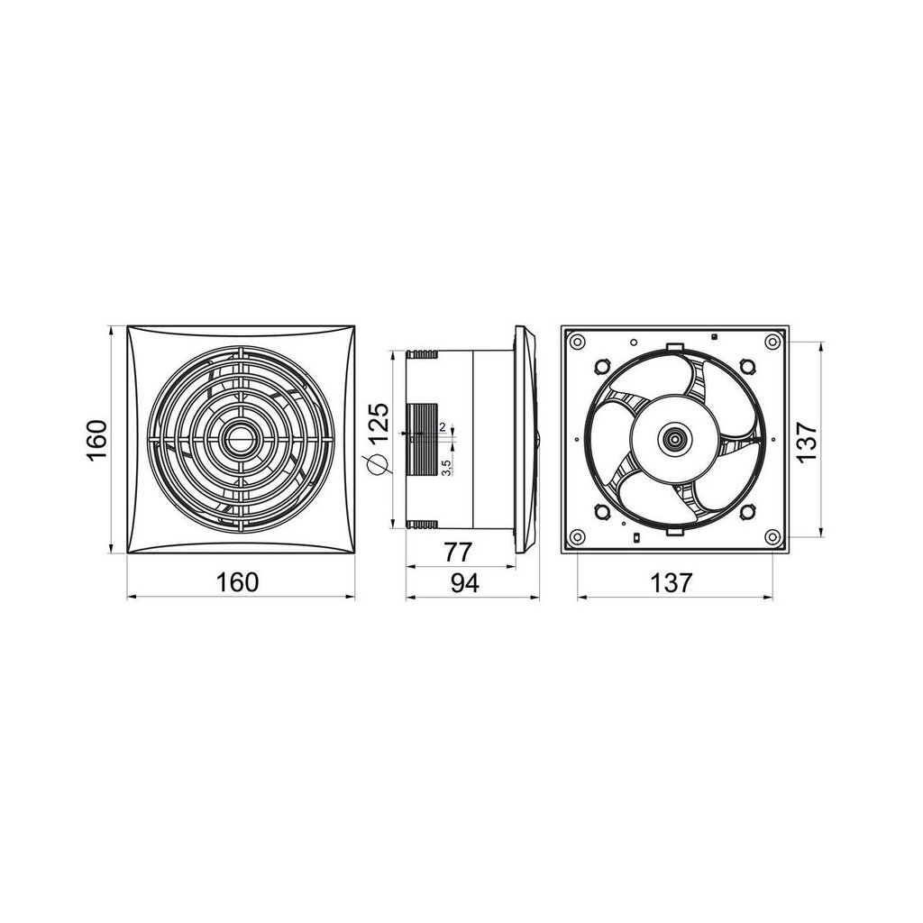 Izplūdes ventilators Awenta Silence WZ125R, 125mm cena un informācija | Ventilatori vannas istabai | 220.lv