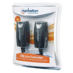 USB paplašinātājs Manhattan, līdz 60 m caur Cat5e/6 RJ45 kabeli цена и информация | Кабели и провода | 220.lv