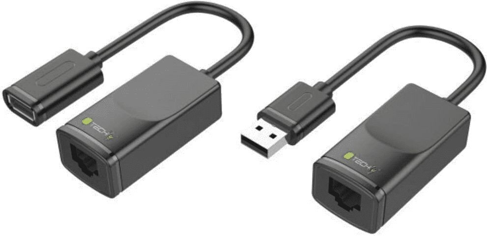 USB paplašinātājs Techly līdz 60 m caur RJ45 tīkla kabeli cena un informācija | Adapteri un USB centrmezgli | 220.lv