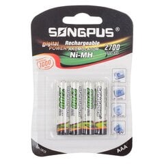 Аккумуляторы AAA Songpus AAA R3 2700 мАч, 4 шт. цена и информация | Батарейки | 220.lv