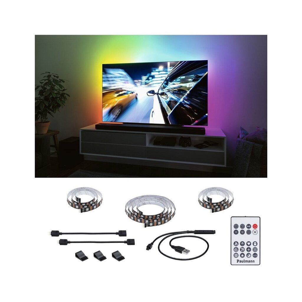 Paulmann LED USB LED lenta TV apgaismojums 55 collas 2m 3,5W 60LEDs/m RGB+ cena un informācija | LED lentes | 220.lv
