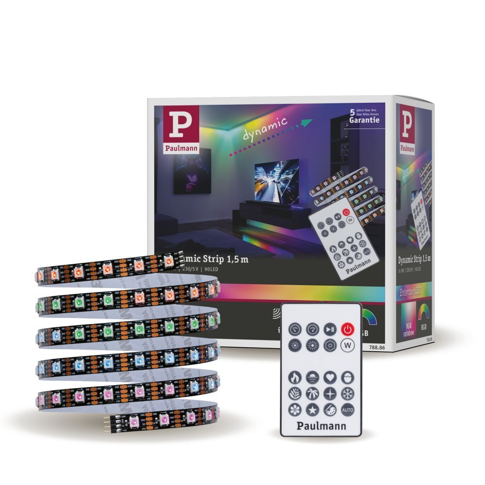 Paulmann LED LED lenta Dynamic RGB 1,5m 3W 60LEDs/m RGB+ 5VA cena un informācija | LED lentes | 220.lv