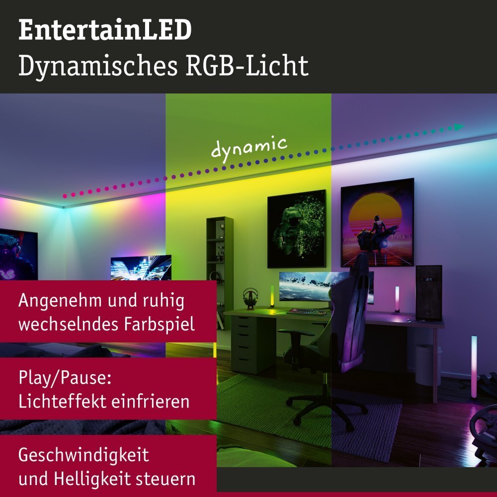 Paulmann LED LED lenta Dynamic RGB 1,5m 3W 60LEDs/m RGB+ 5VA cena un informācija | LED lentes | 220.lv