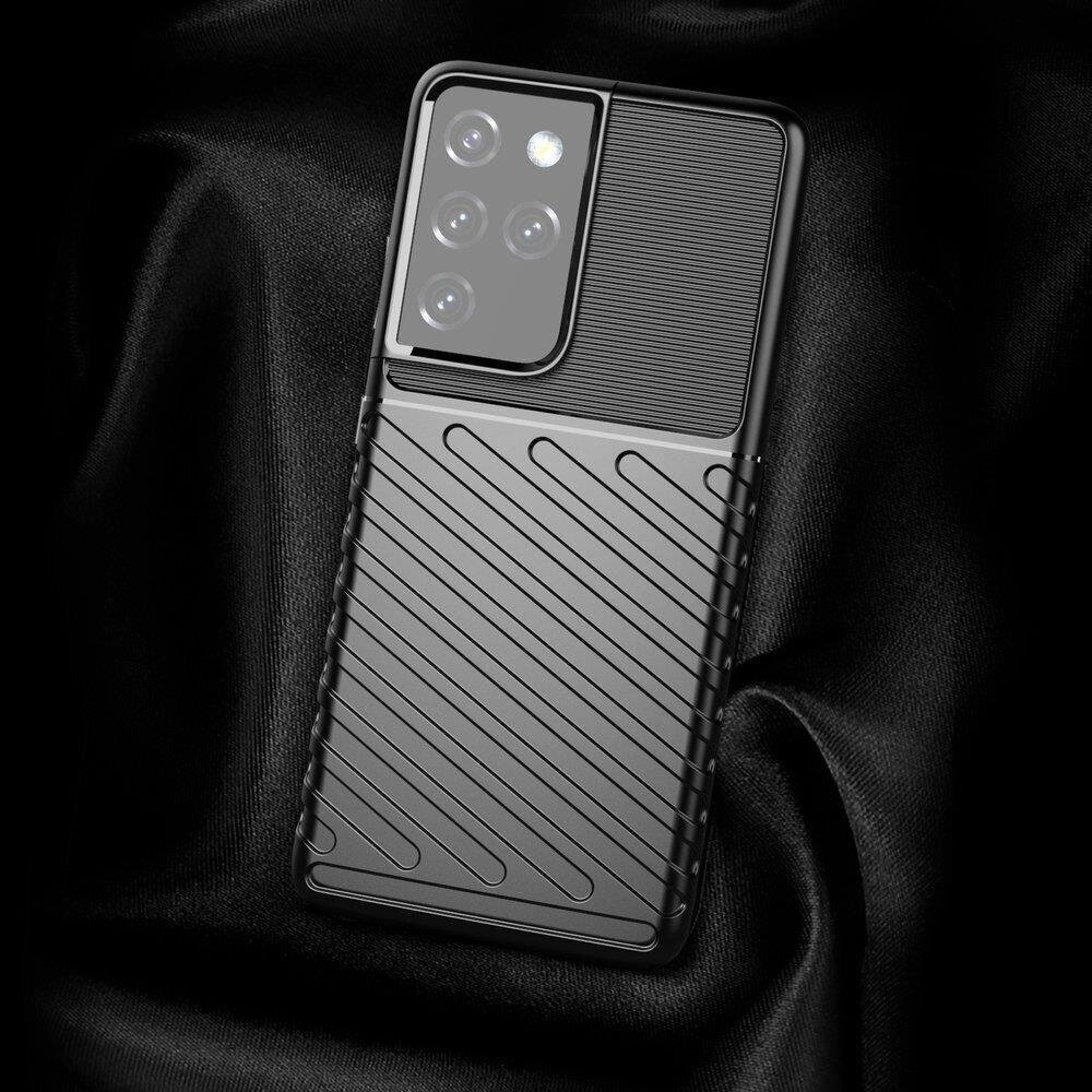 Thunder Case flexible armored cover, paredzēts Samsung Galaxy S22 Ultra, melns cena un informācija | Telefonu vāciņi, maciņi | 220.lv