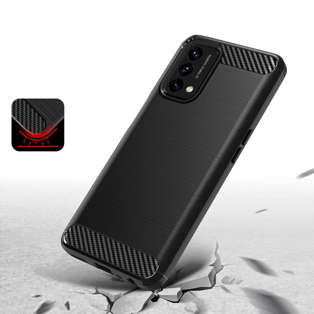 Hurtel Carbon Case paredzēts OnePlus Nord N200 5G, melns cena un informācija | Telefonu vāciņi, maciņi | 220.lv