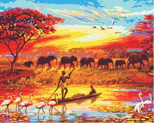 Glezna pēc numuriem "Āfrikas saullēkts", 50x65 K R-155 cena un informācija | Gleznas pēc numuriem | 220.lv