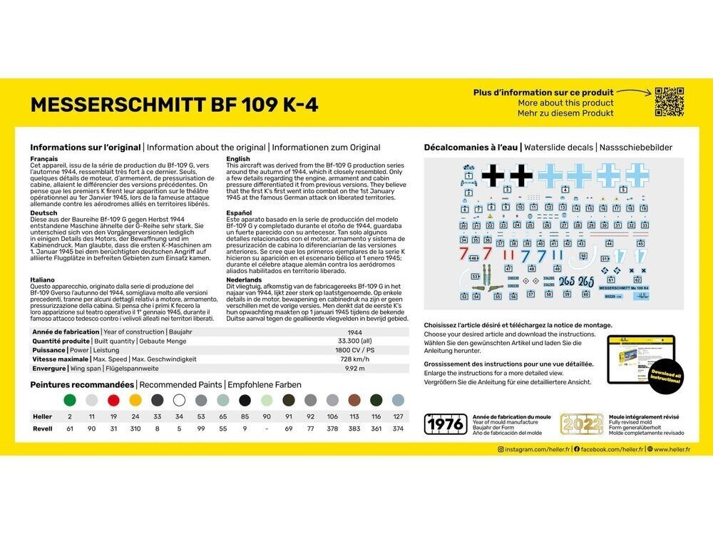 Heller - Messerschmitt Bf 109 K-4 dāvanu komplekts, 1/72, 56229 cena un informācija | Konstruktori | 220.lv