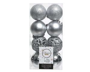 Елочные шары 020851, 6 см, 16 шт., серебристые цена и информация | Елочные игрушки | 220.lv