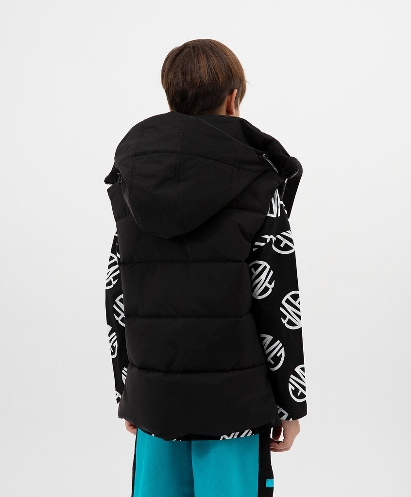 Veste siltināta ar kapuci un kontrastējošām šuvēm melna zēniem Gulliver cena un informācija | Zēnu jakas, džemperi, žaketes, vestes | 220.lv
