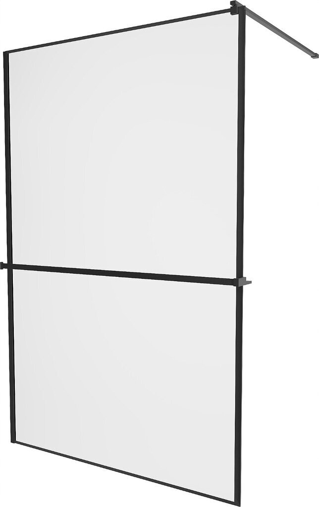 Walk-in dušas siena Mexen Kioto+ ar plauktu, black/black frame, 70,80,90,100,110,120,130,140x200 cm cena un informācija | Dušas durvis, dušas sienas | 220.lv