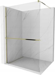 Walk-in dušas siena Mexen Kioto+ ar plauktu, gold/caurspīdīgs stikls, 70,80,90,100,110,120,130,140x200 cm cena un informācija | Dušas durvis, dušas sienas | 220.lv