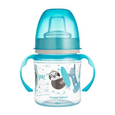 Bērnu krūzīte ar rokturiem Canpol Babies EasyStart 35/207, 120 ml, zils cena un informācija | Bērnu pudelītes un to aksesuāri | 220.lv