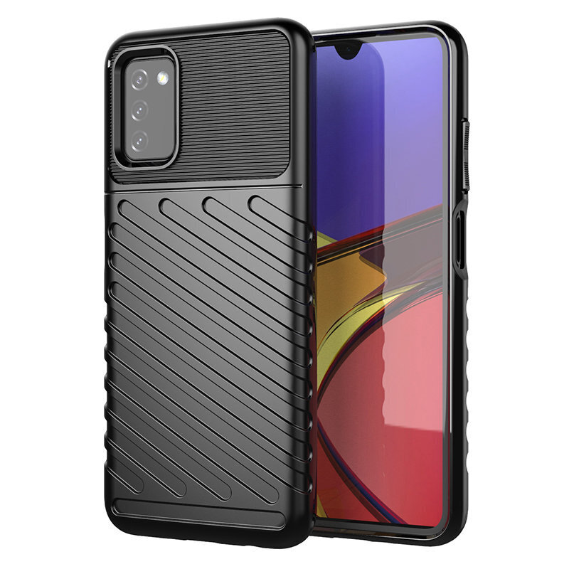 Thunder Case Flexible Tough Rugged Cover TPU Case, paredzēts Samsung Galaxy A03s, melns цена и информация | Telefonu vāciņi, maciņi | 220.lv