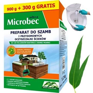 Līdzeklis BROS Microbec ultra kanalizācijas akām un individuālām notekūdeņu attīrīšanas iekārtām, 1,2 kg цена и информация | Mikroorganismi, baktērijas | 220.lv