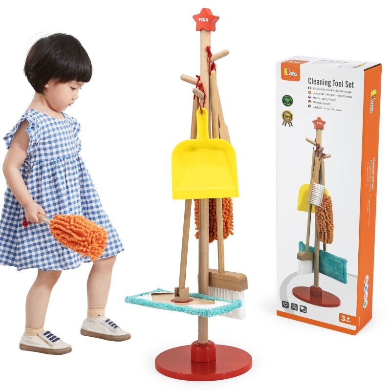 Koka uzkopšanas instrumentu komplekts - Viga Toys cena un informācija | Rotaļlietas meitenēm | 220.lv