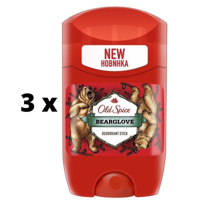 Dezodorants - pretsviedru līdzeklis OLD SPICE Bearglove, 50 ml x 3 gab. iepakojums cena un informācija | Dezodoranti | 220.lv