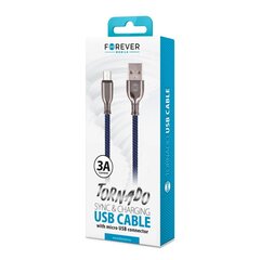 Кабель Forever Tornado USB - microUSB, 1.0 м, 3А, черный цена и информация | Кабели для телефонов | 220.lv