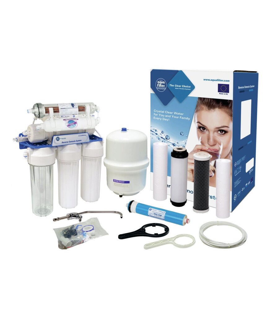 Septiņu pakāpju reversās osmozes filtrācijas sistēma Aquafilter cena un informācija | Ūdens attīrīšanas sistēmas un filtri | 220.lv