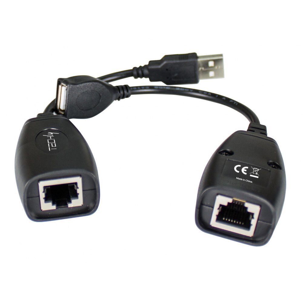 USB pagarinātājs Techly līdz 50 m tīkla kabelim Cat5e/6, RJ45 cena un informācija | Adapteri un USB centrmezgli | 220.lv