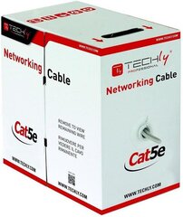 Tīkla kabelis Techly, vītā pāra Cat 5e UTP, 305 m kastītē, pelēks, 100 % varš cena un informācija | Kabeļi un vadi | 220.lv