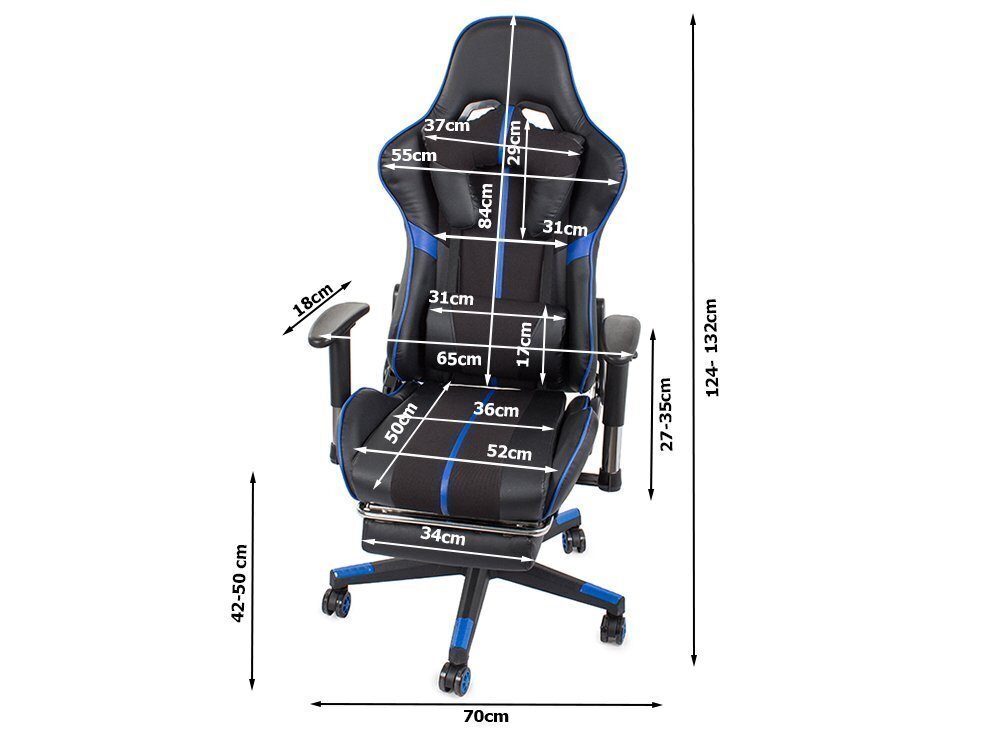 Spēļu krēsls, melns/zils cena un informācija | Biroja krēsli | 220.lv