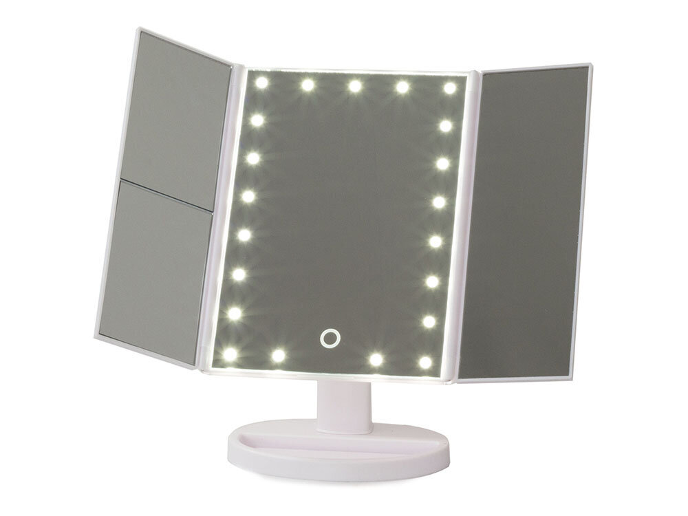 Kosmētikas spogulis ar LED apgaismojumu un palielinājumu, balts cena un informācija | Kosmētikas somas, spoguļi | 220.lv