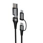 Dudao 4in1 Micro USB - Lightning/ USB Type C - USB Multi-functional data cable Power Delivery 65W 1m grey cena un informācija | Savienotājkabeļi | 220.lv
