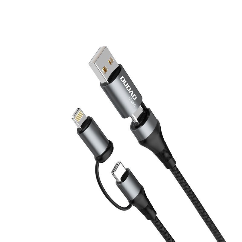 Dudao 4in1 Micro USB - Lightning/ USB Type C - USB Multi-functional data cable Power Delivery 65W 1m grey цена и информация | Savienotājkabeļi | 220.lv