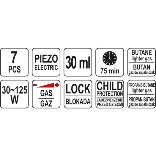 Gāzes lodāmurs 3in1 Yato, 125W YT-36706 cena un informācija | Metināšanas iekārtas, lodāmuri | 220.lv