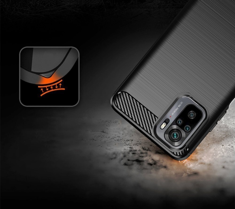 Hurtel Carbon Case paredzēts Xiaomi Redmi Note 10 5G, melns цена и информация | Telefonu vāciņi, maciņi | 220.lv